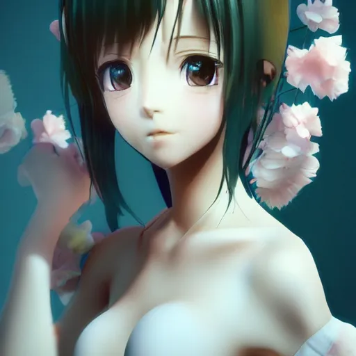 Prompt: beautiful girl anime in 3 d, cgsociety, style trending on artstation