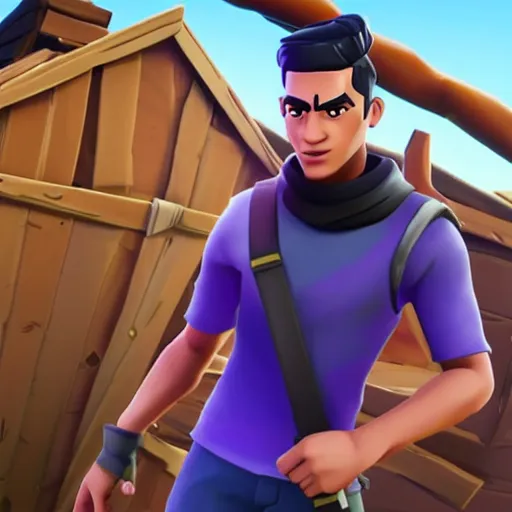 Image similar to james rodrigez in fortnite, gameplay, high quality