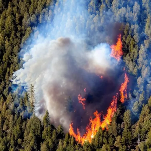 Image similar to aerial photo of a large wildfire in a forest