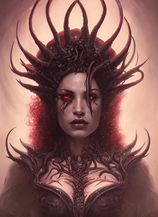 Image similar to a hyper detailed face portrait of the queen of blades, diablo 4 lilith, sideshow figurines, cthulu, by tom bagshaw, artgerm, dorian cleavenger, greg rutkowski, wlop, astri lohne, zdzisław beksinski trending on artstation