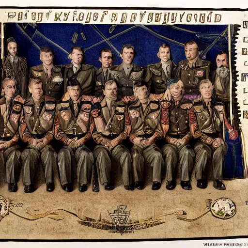 Prompt: wagner russian military force exorcism group photo - realistic, color image, 2 k, highly detailed, occult art