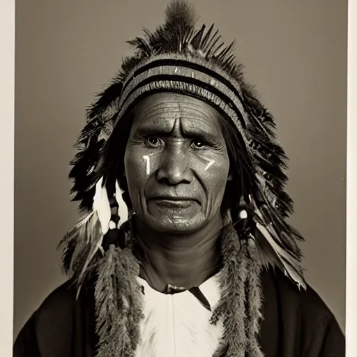 Image similar to black and white studio portrait photo of a indigenous from easter island