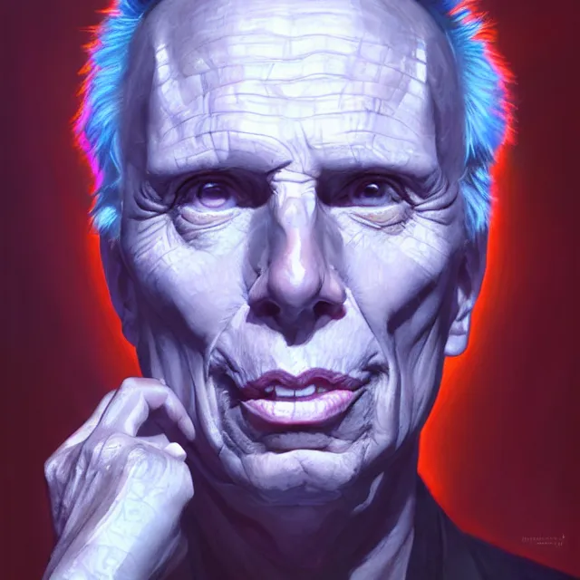 Prompt: portrait of peter weller by mandy jurgens, cartoon, oil painting, visionary art, symmetric, magick symbols, holy halo, dramatic ambient lighting, high detail, vibrant colors,