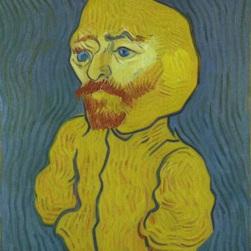 Prompt: portrait by vincent van gogh of a lemon wearing a suit