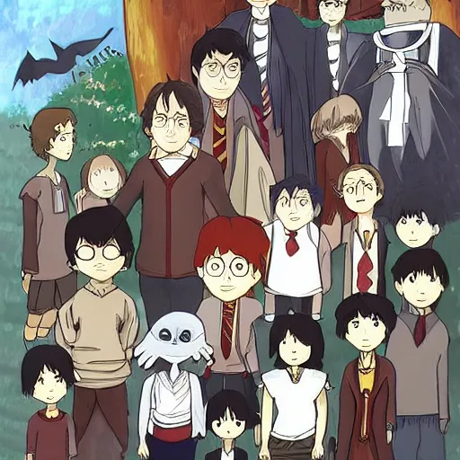 Prompt: harry potter in the style of studio ghibli