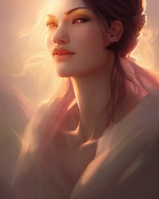 Prompt: portait of a beautiful female cleric, ethereal, backlit, by artgerm, wlop, rossdraws, frank frazetta, andrei riabovitchev, trending on artstation, hd, 4 k