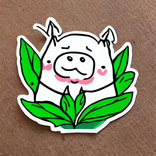 Image similar to cute mandrake plant with cute face, white tracing, sticker,