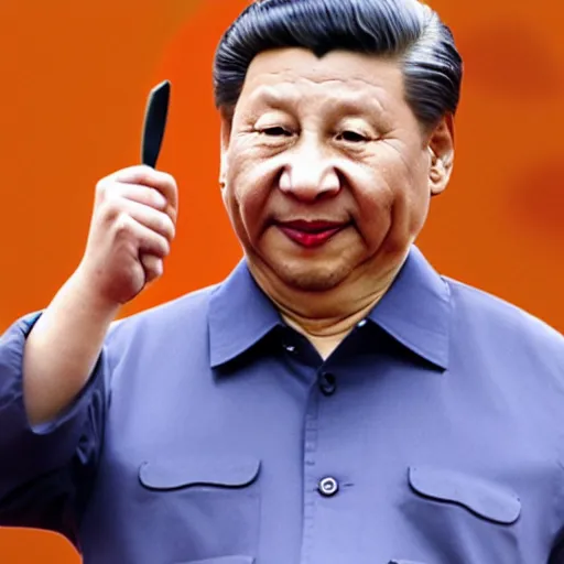 Prompt: xi jinping holding a knife