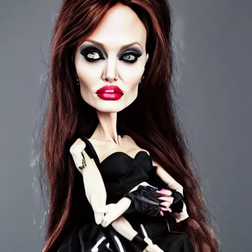 Image similar to beautiful angelina jolie portrait like a monster high doll