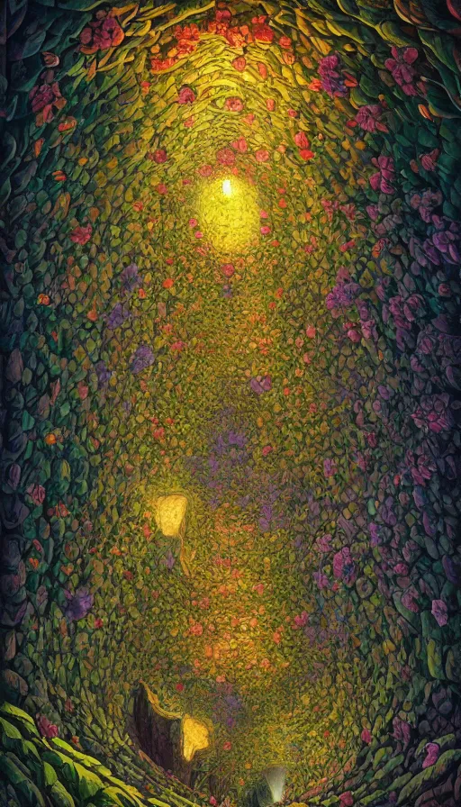 Image similar to The luminous floral cavern, italian futurism, Dan Mumford, da vinci, Josan Gonzalez