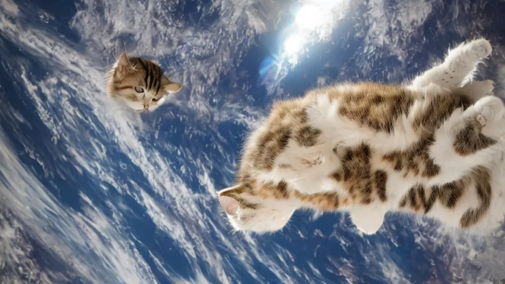 Image similar to Photo of a cat floating inside the ISS