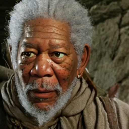 Image similar to still of morgan freeman in lord of the rings as gandalf