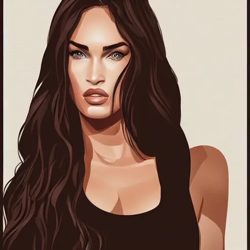 Image similar to megan fox portrait by arunas kacinskas, sketch, pencils, inl, minimalistic, procreate, digital illustration, vector illustration