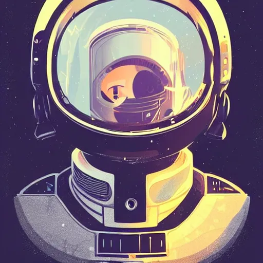 Image similar to portrait of a future cosmonaut with helmet having cybernetics and wirings, d & d, trending on artstation, art by rossdraws, petros afshar, tom whalen, laurie greasley and greg rutkowski and ilya kuvshinov, global illumination