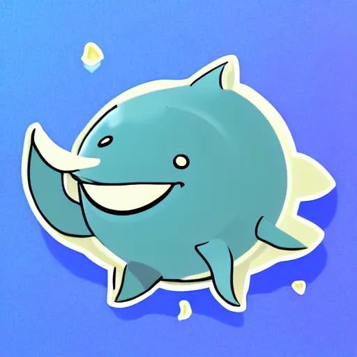 Prompt: telegram sticker of a cute cartoon whale