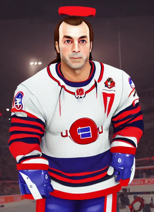 Image similar to Guy Lafleur as a video game character, digital art, unreal engine, unreal engine render, blender render, render, 4k, coherent