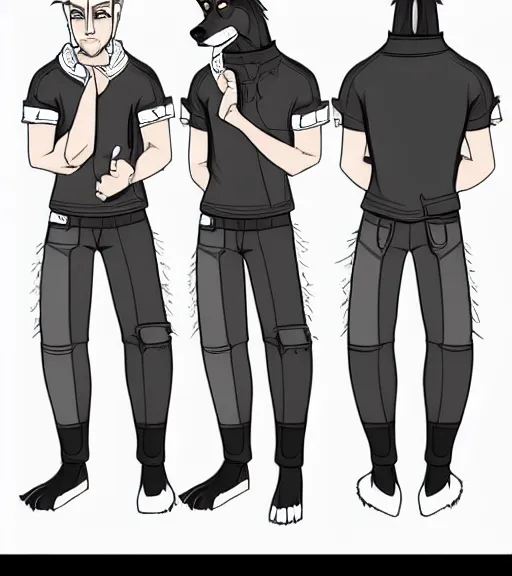 Image similar to expressive stylized master furry artist digital line art painting by blotch portrait character study of the anthro male anthropomorphic german shepard fursona animal person wearing clothes tshirt and shorts