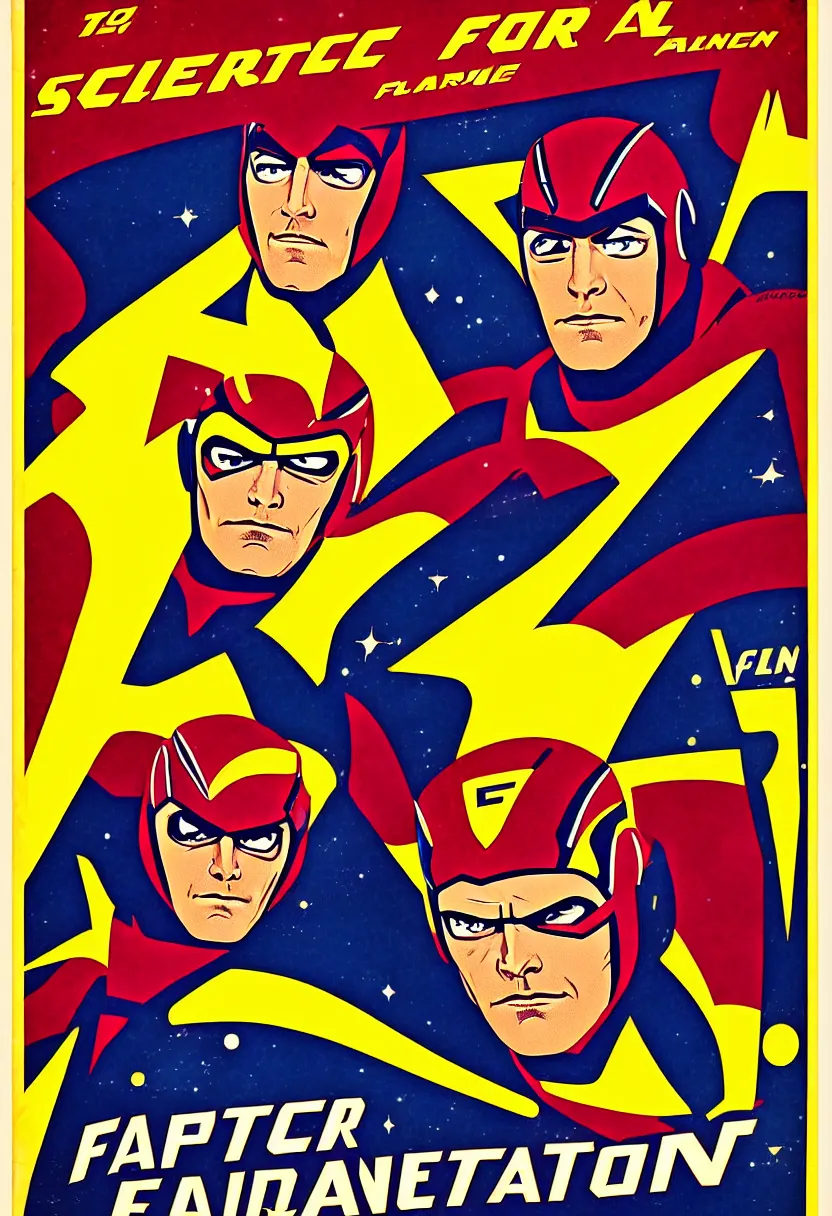 Image similar to old vintage science fiction magazine poster portrait of a handsome super hero, captain falcon, vector art, 8k, highly detailed illustration