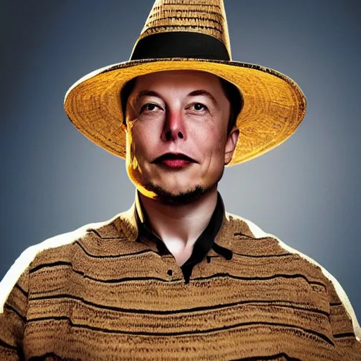 Prompt: elon musk with a sombrero, photo, full body, portrait