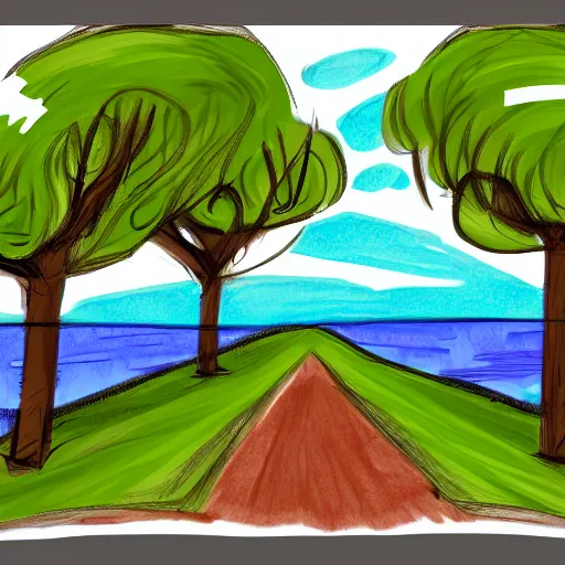 Prompt: bold sketch of the great outdoors 2 d stylized,