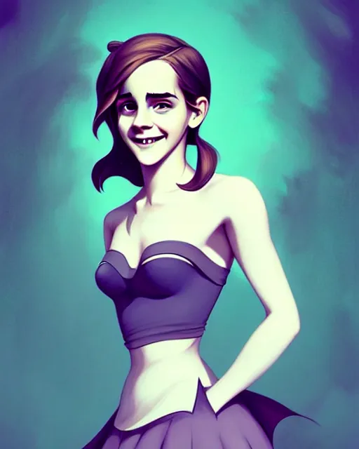 Prompt: beautiful full body Emma Watson goofy smiling illustration by lois van baarle and loish and ross tran and rossdraws and sam yang and samdoesarts and artgerm and Cecil Beaton, Lee Miller, Irving Penn, David Bailey, digital art, highly detailed, intricate, sharp focus, Trending on Artstation HQ, deviantart