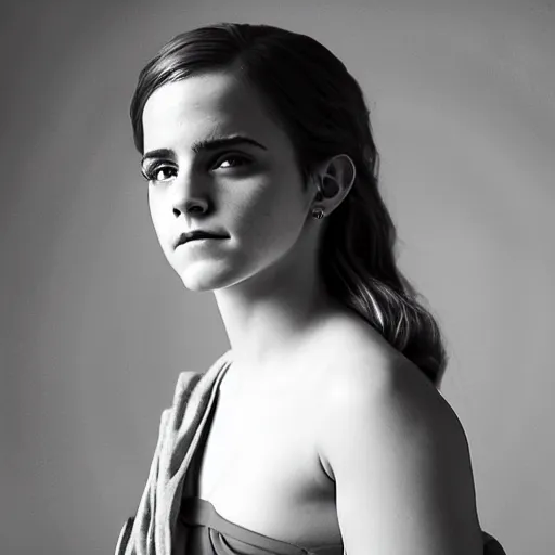 Image similar to Emma Watson as a greek statue, studio lighting
