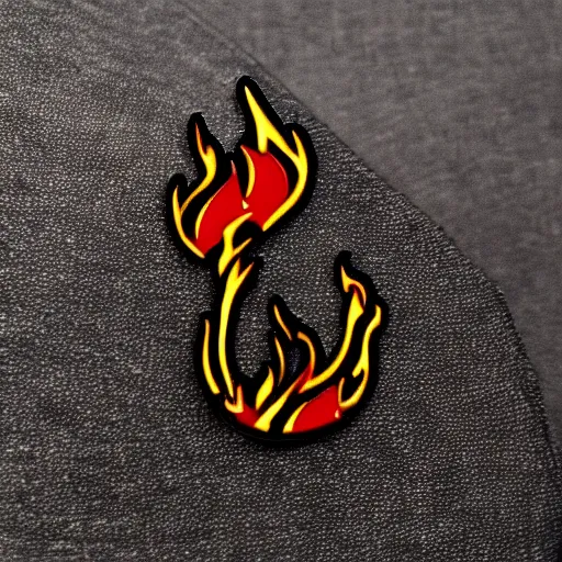 Image similar to minimalistic enamel pin of fire flame, retro design