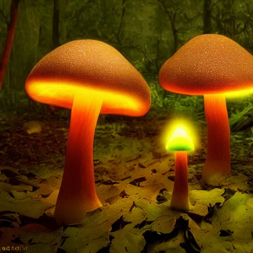 Image similar to glowing mushroom, luminescent mushroom : : dark forest : : [ illuminated by a single mushroom ] : : 8 k : : [ digital art ] : :