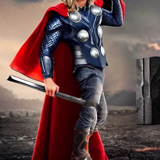 Image similar to thor holding Mjolnir Axe