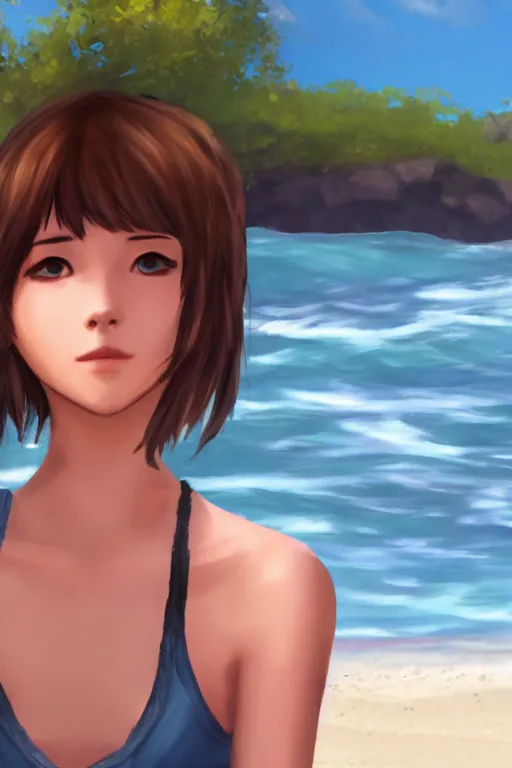 Image similar to Max Caulfield enjoying the summer on the beach