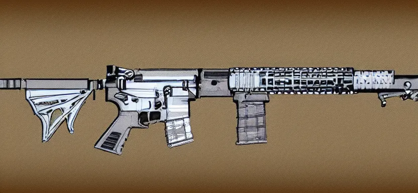 Prompt: technical sketch of an AR-15