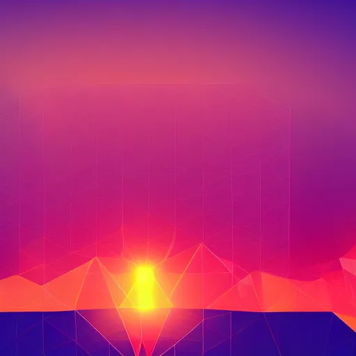 Prompt: sunset, low polygon, retrowave, bokeh