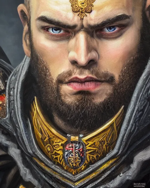 Image similar to acrylic painting portrait of balthasar gelt from warhammer, high production value, intricate details, high resolution, hdr, high definition, masterpiece, realistic, ultrarealistic, highly detailed, hd, sharp focus, non blurry, sharp, smooth