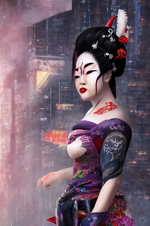 Image similar to agile geisha cyberpunk Dragon princess, digital art, 8k ,character ,realistic, portrait, hyperrealistic