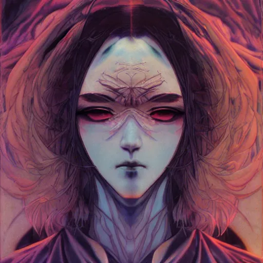 Image similar to prompt : magestic vampire portrait soft light painted by james jean and katsuhiro otomo, inspired by evangeleon anime, smooth face feature, intricate oil painting, high detail illustration, sharp high detail, manga and anime 1 9 9 0