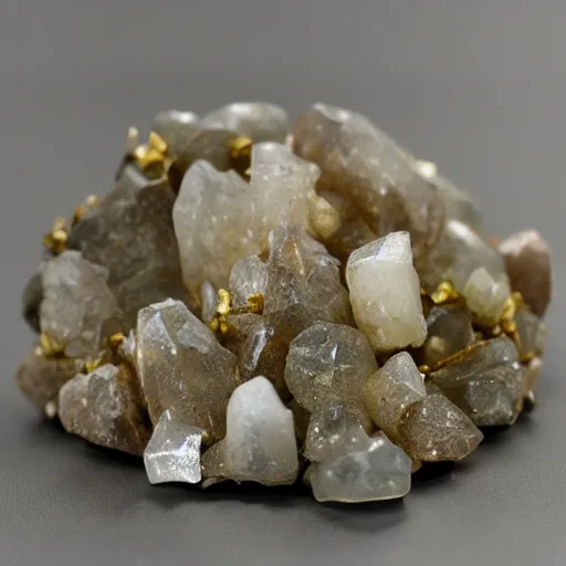 Prompt: gold quartz crystal cluster