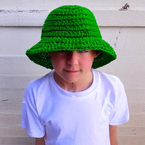 Image similar to crochet shrek bucket hat