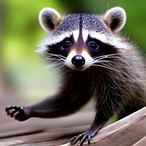 Image similar to an adorable baby raccoon wearing a diaper, pixar