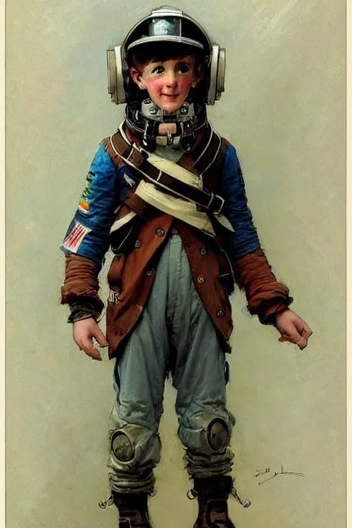 Image similar to ( ( ( ( ( 2 0 5 0 s retro future 1 0 year old boy super scientest in space pirate mechanics costume full portrait. muted colors. ) ) ) ) ) by jean baptiste monge, tom lovell!!!!!!!!!!!!!!!!!!!!!!!!!!!!!!