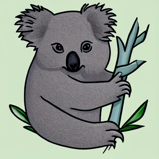 Prompt: A nice Cute Koala with a simple rounded line in a meadow, style simpsons, sharp focus, illustration, ArtStation