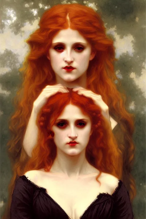 Image similar to victorian vampire blondes painting by rossetti bouguereau, detailed art, artstation