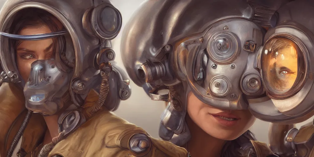 Image similar to highly detailed portrait painting of welder and angelina joile, mono eye, perfect symmetrical eyes, by eddie mendoza and tyler edlin, 8 k resolution