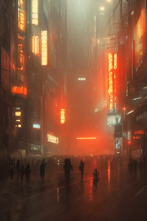 Image similar to busy street view, blade runner, by greg rutkowski, highly detailed portrait, digital painting, artstation, concept art, smooth, sharp foccus ilustration, artstation hq