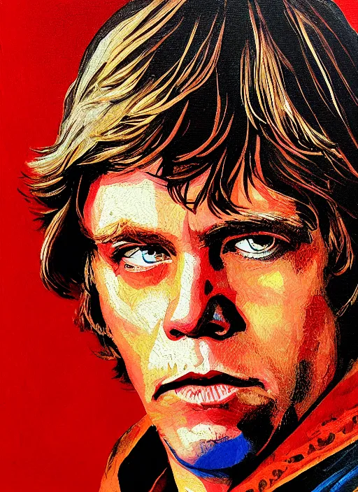 Image similar to painting of luke skywalker in tsuyoshi nagano style