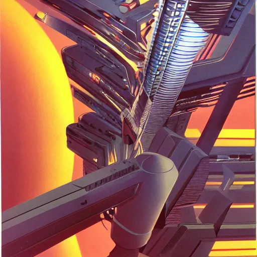 Prompt: fight for control of the mainframe sci-fi art by syd mead concept art