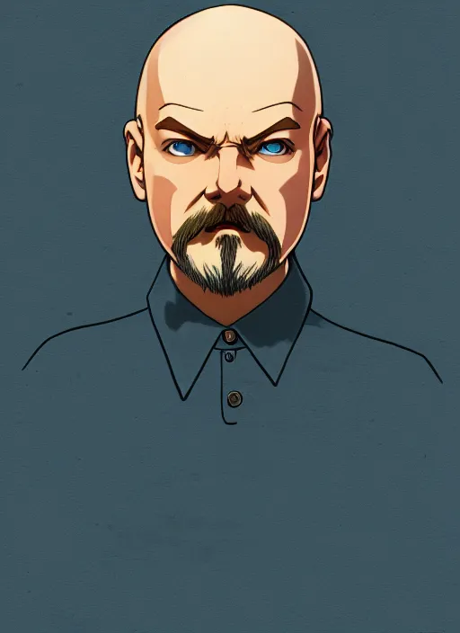 Image similar to art young lenin, light blue eyes, pale skin, freckles, sad expression, t - shirt, modern casual clothing, natural lighting, path traced, highly detailed, high quality, cartoon, digital painting, by don bluth and ross tran and studio ghibli and alphonse mucha