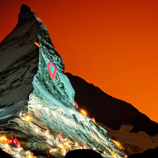 Image similar to illumination of the matterhorn in the colors of indian flag, projected illuminated on the matterhorn mountain at night