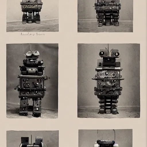 Prompt: portraits of steampunk robots by Louis Daguerre
