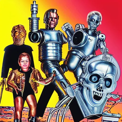 Image similar to terminator, wizard of oz, technicolour,