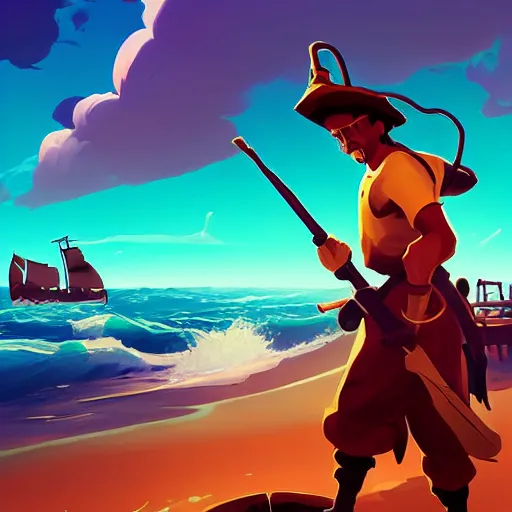 Image similar to painting treasure on sea of thieves game smooth median photoshop filter cutout vector, behance hd by jesper ejsing, by rhads, makoto shinkai and lois van baarle, ilya kuvshinov, rossdraws global illumination